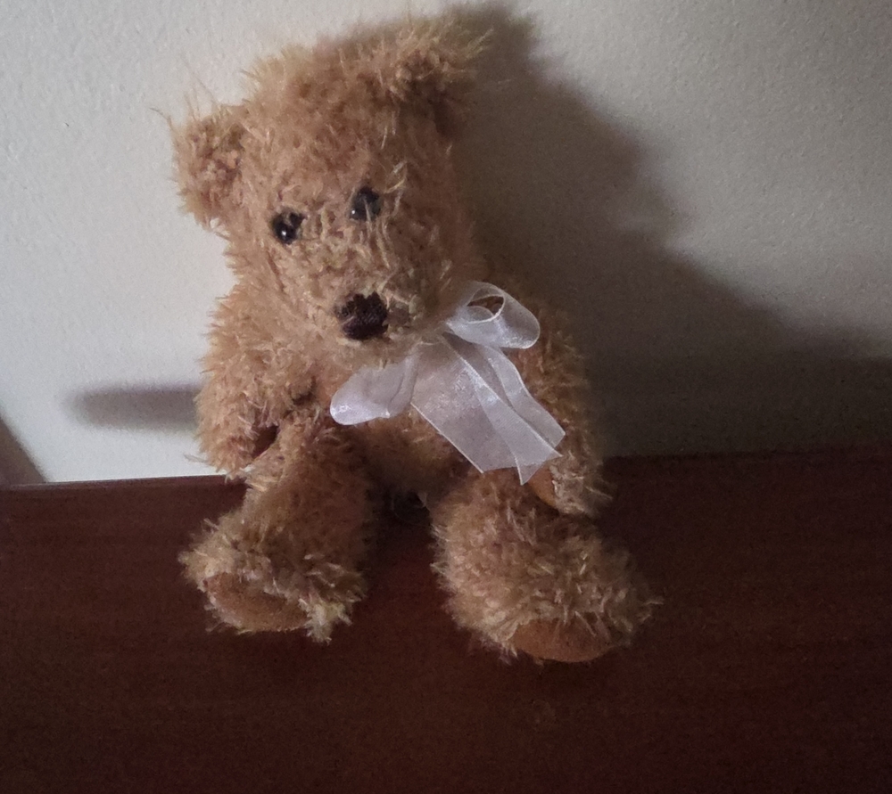 Classic Light Brown Teddy Bear with White Bow - Soft Plush Toy
